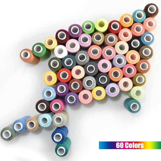 Sewing Thread 60 Colors Sewing Industrial Machine and Hand Stitching Cotton Sewing Thread (60 Color)