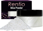 Renfio 100g Mica Powder Pigment, Metallic Natural Dye Mineral Pearl Shimmer Epoxy Resin Dye for Painting Soap Making Slime Bath Bombs 3.5 Oz - Porcelainous White
