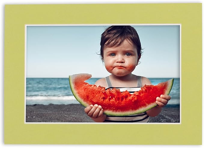 11x14 Mat for 8.5x11 Photo - Precut Pistachio Green Picture Matboard for Frames 11 x 14 Inches - Bevel Cut to Display Art 8.5 x 11 Inches - Acid Free Pack of 10 MATS with Backing Boards & Clear Bags