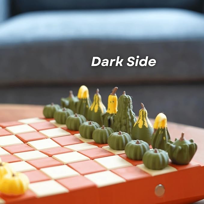 Pumpkin Game Set: Magnetic Chess Checkers, Cribbage, Dice Tower, Card Holder, Gourd Gambit Pumpkin Chess Expansion Pack for Gourd Games, 3D Printing Portable Adult Pumpkin Board Game Set(#2)