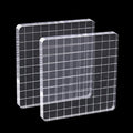 2Pcs Clear Stamp Blocks Set, Square 4 x 4 Inch Acrylic Blocks for Stamping With Grid Lines, Scrapbooking Crafts Tools