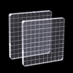 2Pcs Clear Stamp Blocks Set, Square 4 x 4 Inch Acrylic Blocks for Stamping With Grid Lines, Scrapbooking Crafts Tools