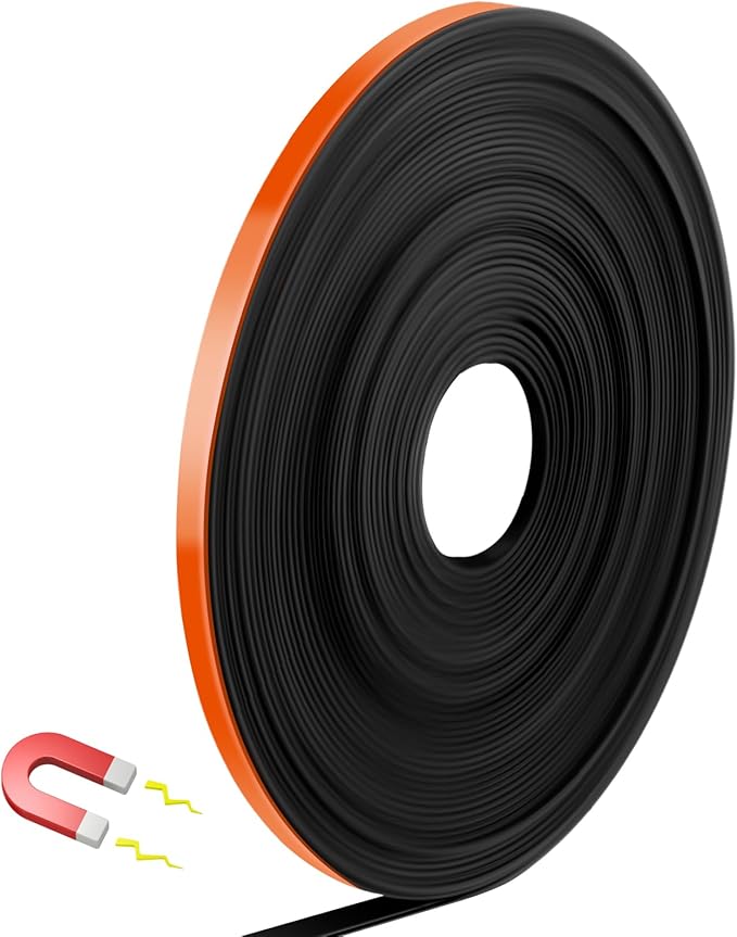 Magnetic Tape Roll Thin Strips, 1/4 Inch x 33 Feet Magnetic Board Dividers Whiteboard Graphic Decorative Tape Marking Line for Classroom Office Art Accessories(Orange)