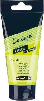 Schmincke - College Linol, Artists' Lino colors, Neon yellow in 75 ml tube, 39840013, low-odour water-based lino printing ink, lightfast, even print