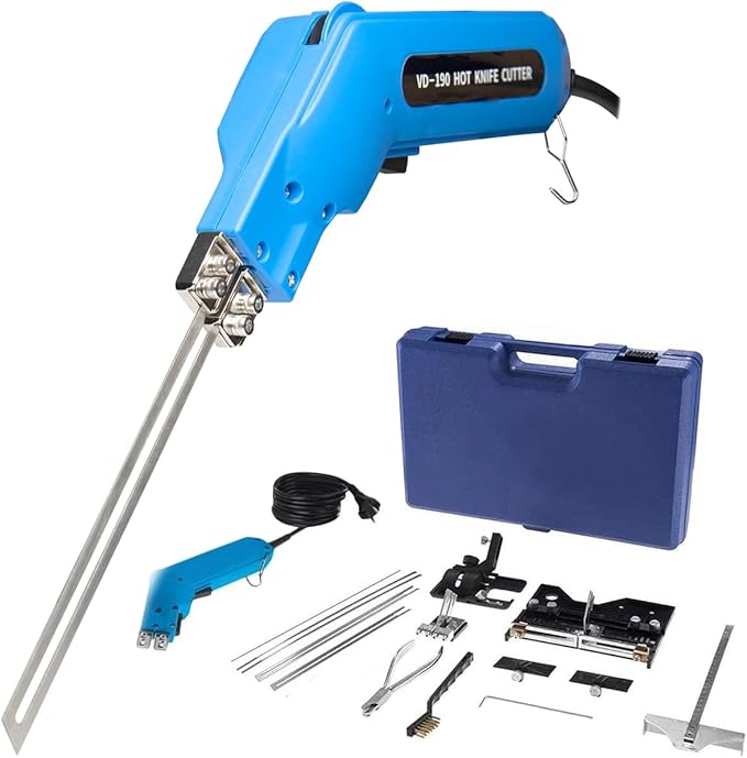 200W Electric Hot Knife Foam Cutter Tool with Blades 6" & 8" Straight Blades