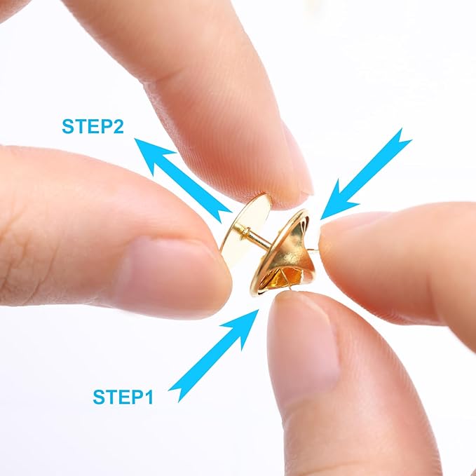 50 Pairs Premium Butterfly Clutch Pin Backs with 8mm Length 10mm Width Blank Pins for DIY Enamel Pins, Jewelry Craft Gifts, or Tie Tack Keeper Replacements (Gold)