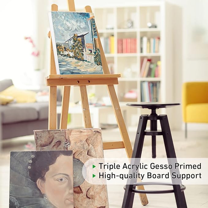 GOTIDEAL Stretched Canvas, 11x14 Inch Set of 7, Primed White - 100% Cotton Artist Canvas Boards for Painting, Acrylic Pouring, Oil Paint Dry & Wet Art Media