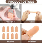10PCS Silicone Finger Protectors Cots Thumb Protector - Waterproof Finger Protector for Cuts, Injuries & Crafting, Fingertip Protector Glove That Covers Thumb Finger Covers(Medium & Large, Nude)