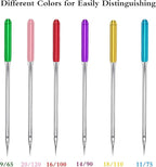 HONEYSEW 30 Pieces Sewing Machine Needles HAX1 130/705H Universal Regular Point Flat Shank Sewing Needle Compatible with Singer, Brother,Janome,Pfaff and Other Brand (Mix Color 6 Sizesx5PCS-30PCS)