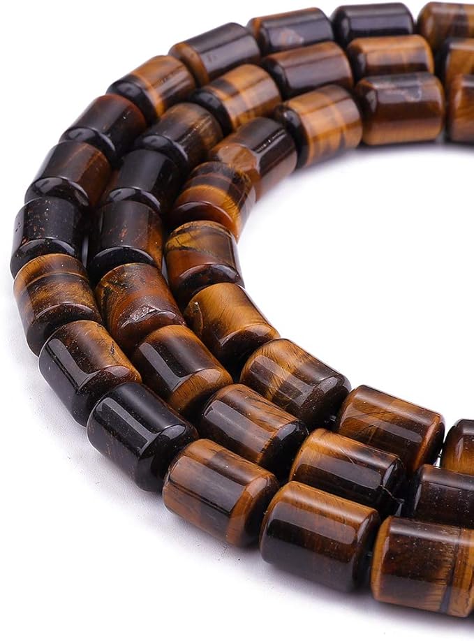 Natural Yellow Tiger Eye Cylinder Stone Loose Semi Gemstone Beads for Jewelry Making 10mmx14mm 38cm