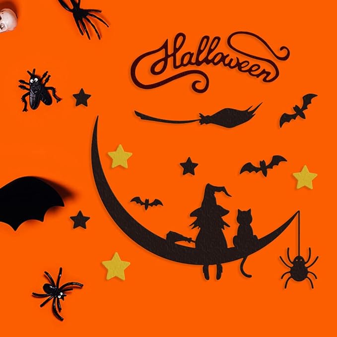 Metal Halloween Die Cuts Moon Cat Spider Star Witch Cutting Dies Embossing Stencil Template for Card Making Scrapbooking Paper Craft Album Stamps DIY Halloween Décor