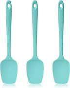 600ºF Heat Resistant Spatulas, High Heat Food Safe Semless Kitchen Silicone Spoon Spoonula Scraper Set for Cooking Baking Mixing Scraping Stirring Nonstick Cookware Pan Bowl (3Pcs,Aqua Sky)