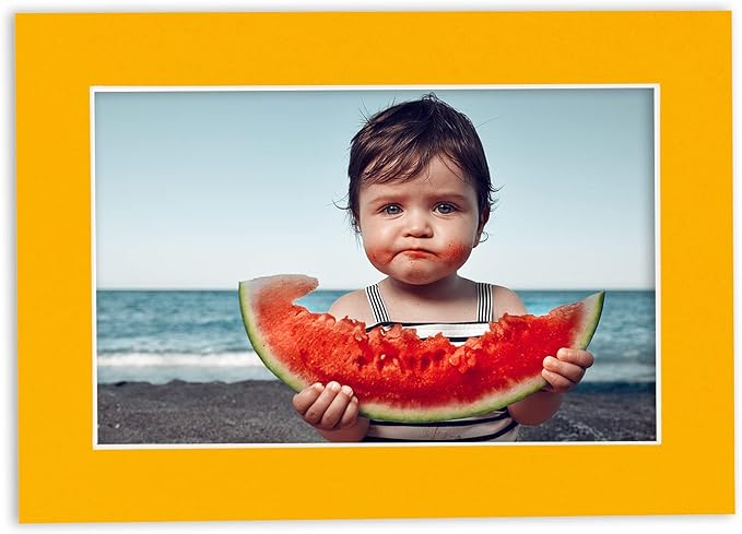 8x10 Mat Bevel Cut for 5x8 Photos - Acid Free Golden Orange Precut Matboard - For Pictures, Photos, Framing - 4-ply Thickness