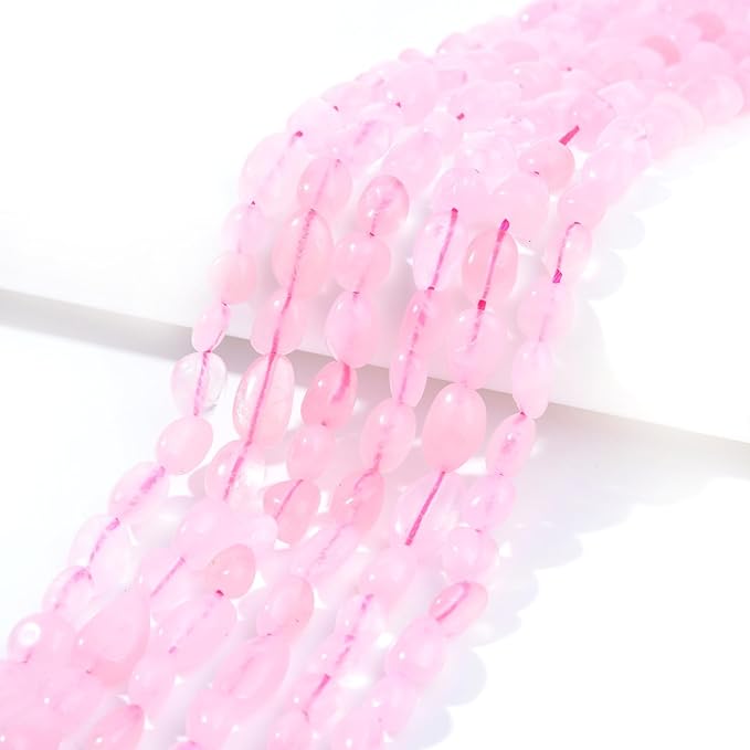 Rose Quartz Pebble Nugget Oval Free Tumbled Stone 6-8mm Natural Gemstone Loose Beads Approx 15.5 inch for DIY Jewelry Making
