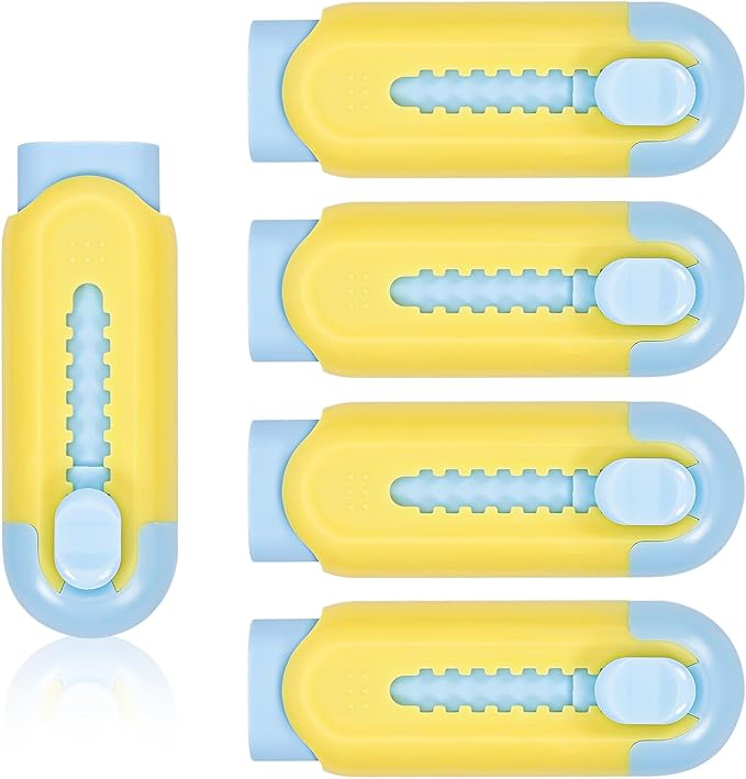 Pencil Erasers, Retractable Erasers for Pencils - Blue Yellow, Pack of 5