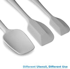 Silicone Spatula 3-piece Set, Ergonomic Handle High Heat-Resistant Spatulas, Non-stick Rubber Spatulas with Stainless Steel Core, Light Grey