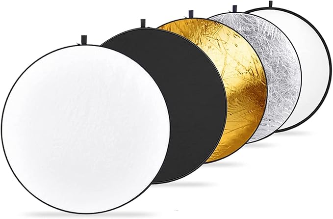 NEEWER 43 Inch/110 Centimeter Light Reflector Diffuser 5 in 1 Collapsible Multi Disc with Bag - Translucent, Silver, Gold, White, and Black for Studio Photography Lighting Outdoor