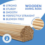Dowel Rods Wood Sticks Wooden Dowel Rods - 1/2 x 18 Inch Unfinished Hardwood Sticks - for Crafts and DIYers - 25 Pieces by Woodpeckers
