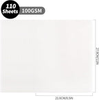 110 Sheets Transparent Vellum Paper - 8.5 x 11in 100GSM Translucent Matte Art Paper for DIY Printing Drawing Wedding Invitations Greeting Cards Decor Gift Wrapping PAP02TP110