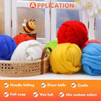 3.53oz Wool Roving Yarn, Wool Felting Supplies, Pure Wools, Chunky Yarn, Spinning Wool Roving for Needle Felting Wet Felting DIY Hand Spinning (Orange)