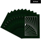 Pack of 25 Acid Free 11x14 Mats Bevel Cut for 8.5x11 Photos - Green Suede Precut Matboards For Pictures, Photos, Framing - 4-ply Thickness