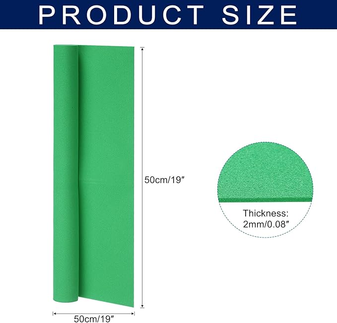 MECCANIXITY Foam Sheets Crafts 19x19 Inch 2mm EVA Craft Foam Paper Foam Sheets for Crafts Projects DIY Cosplay Modeling, Grass Green