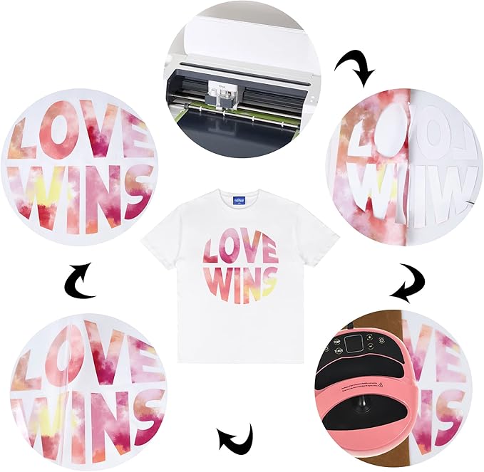 RENLITONG Colorful HTV Iron on Vinyl 12Inch by 10ft Roll Heat Transfer Vinyl for T-Shirt HTV Rolls for All Cutter Machine - Easy to Cut & Weed for Heat Transfer Design