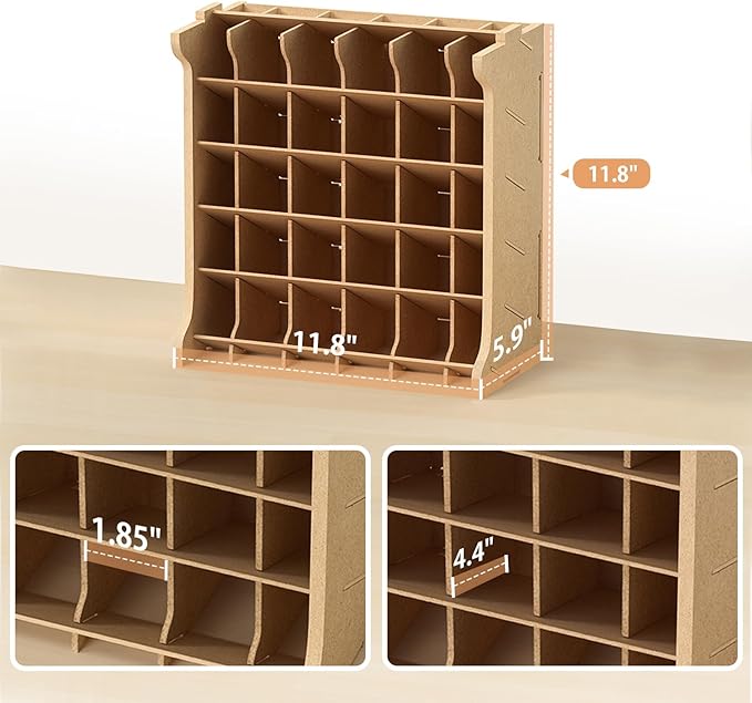 Paint Rack Organizer for 30 Bottles, Craft Supplies Storage, MDF Material, Tools Storage Suitable for Tamiya Paints, Miniature Model Paint Set GK9