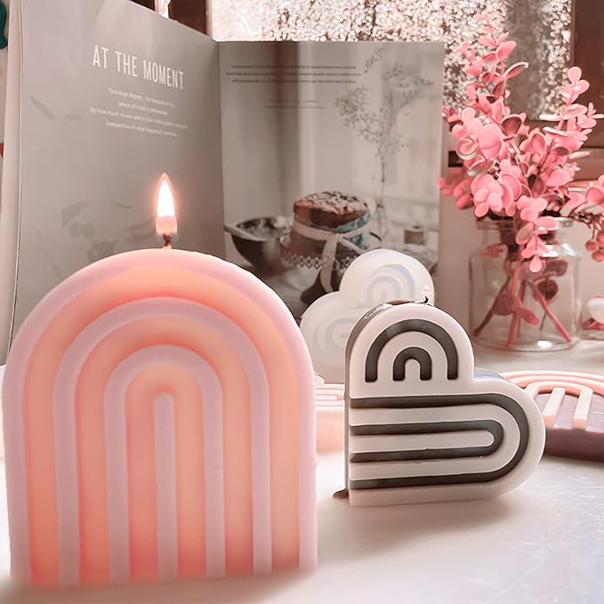 2 Pack Heart Shape Candle Molds - Table Decoration, Resin & Soap Mold, 3D Silicone Mold for Handmade Candles