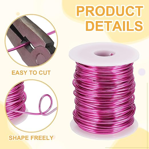 uxcell 12 Gauge / 2mm Anodized Aluminum Wire for Jewelry Craft Making, 102 Feet Bendable Flexible Wire for DIY Home Decor Gardening Sculpture, Rose Red