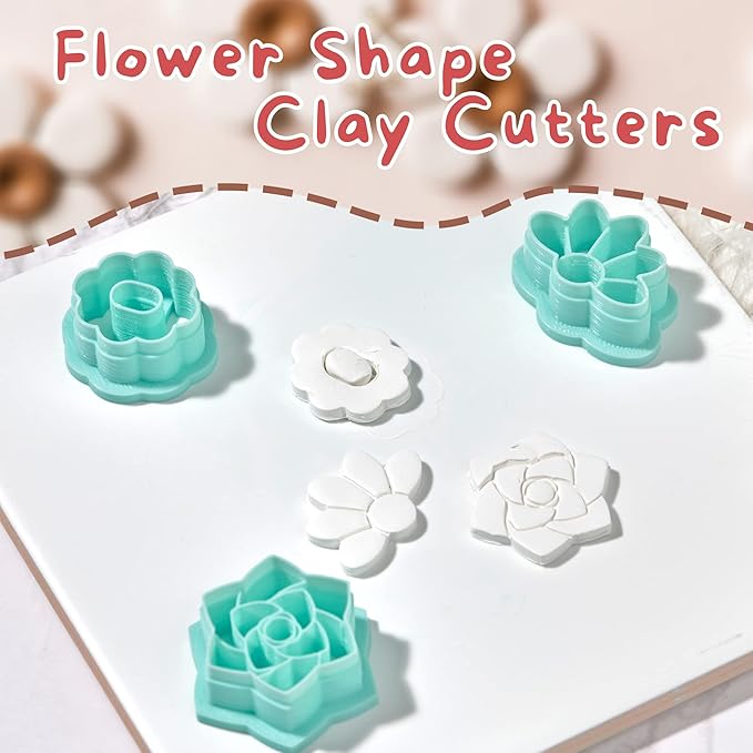 TAINSKY Flower Shape Polymer Clay Cutters Set, 12 Shapes Clay Earrings Cutters for Polymer Clay Jewelry, Plastic Clay Earring Cutters for Polymer Clay Jewelry Making