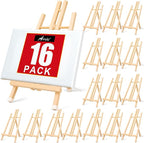 AROIC 15In Wood Easels, Easel Stand for Painting Canvases, Tripod Art Easel, Painting Party Easel, Kids Student Tabletop Easels for Painting, Portable Canvas Photo Picture Sign Holder （16PCS）