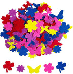Felt Stickers, Self Adhesive Flower Butterfly Clover Assorted Shapes, Greeting Cards Decorative Stickers with Assorted Colors and Sizes Packing for Kid's Arts Craft Supplies