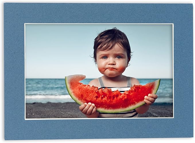 8x10 Mat for 6x8 Photo - Precut Steel Blue Picture Matboard for Frames Measuring 8 x 10 Inches - Bevel Cut to Display Art Measuring 6 x 8 Inches - Acid Free ONE MAT with Backing Board & Clear Bag