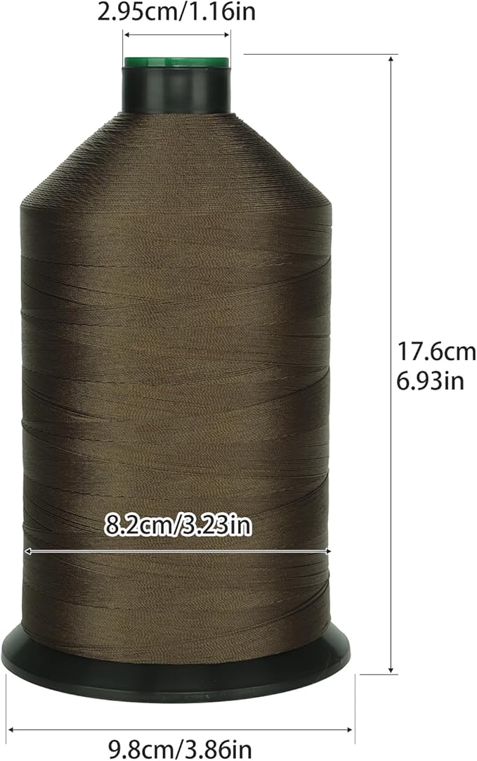 Extra Strong Bonded Nylon Thread #69 Tex70 – 16 OZ, 6000yds, Versatile Stitching Solution for Leather, Upholstery, Canvas Repair and More (Army Green)