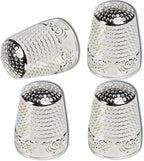 ZESION 4Pcs Sewing Thimbles, Metal Thimbles for Hand Sewing Finger Protector, Quilting Craft Accessories for Knitting Needlework DIY Tools, Silver
