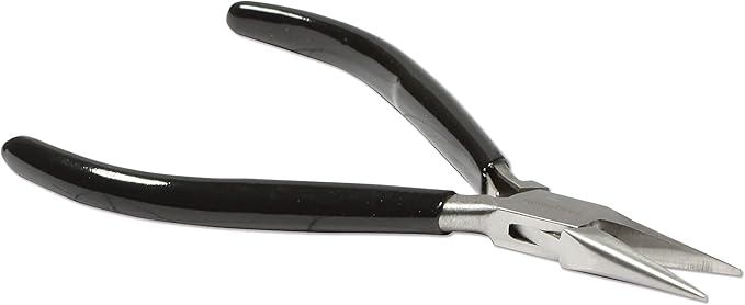 The Beadsmith Chain Nose Pliers – Extra Fine Tips – 4.5 inches (114mm) – PVC Grip Handle with Double Leaf Springs – Jewelry Making Tool for Creating Bracelets, Earrings and Necklaces