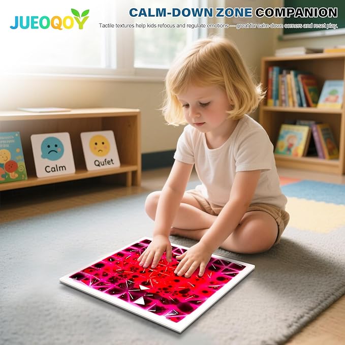 Liquid Sensory Floor Tiles for Kids Ages 3+, 12" Textured Step-On Tiles with Non-Slip Base, Interactive Color-Flow, Assorted Colors, Sensory Path Starter Set (4-Pack)