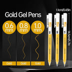 Gold Gel Pens 3-Pack - 0.6/0.8/1.0mm Fine to Bold Tips for Black Paper, Bullet Journaling & Holiday Crafts - Metallic Ink Set for Artists, Card Making & DIY Gifts