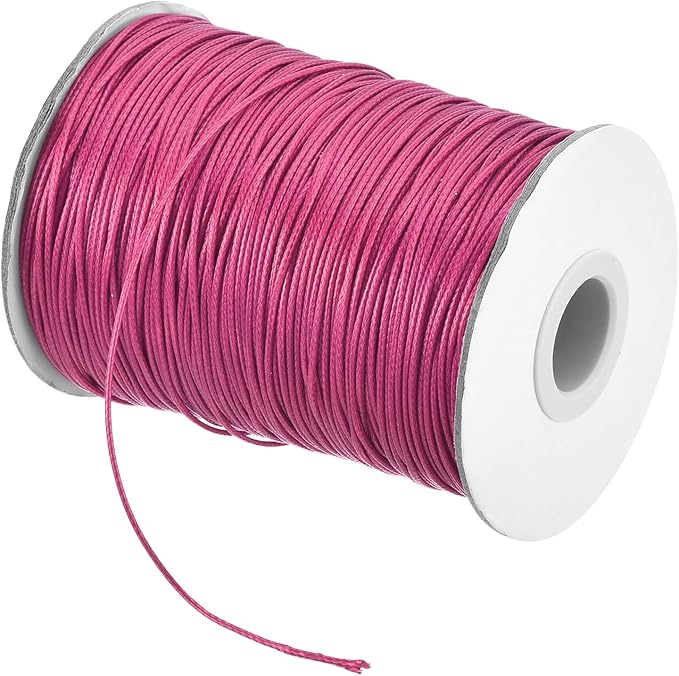 MECCANIXITY Waxed Cord 1.2mm Waxed Polyester Cord 175 Yard Wax String for Bracelet Making,Necklaces, Beading,Jewelry Making and DIY Crafts(Dark Rose Red)