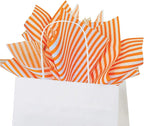 Flexicore Packaging Orange Pin Stripe Print Gift Wrap Tissue Paper Size: 15 Inch X 20 Inch | Count: 100 Sheets | Color: Orange Pin Stripe