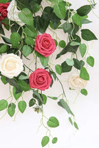 Floroom Artificial Flowers 25pcs Real Looking Champagne Foam Fake Roses with Stems for DIY Wedding Bouquets Bridal Shower Centerpieces Floral Arrangements Party Tables Home Decorations