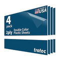 Trotec TroLase | 12"x20"x1/16", 4 Pcs | Blue/White | 2 Ply | Modified Acrylic | Laser Engraving Double Color Plastic Sheet | Engraving Blanks for Laser, Saw, Guillotine | Made in USA