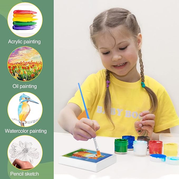 ESRICH Mini Canvas 40Pack 2.4x2.4inch, 2/5''Profile Art Primed Mini Canvases for Painting, Tiny Painting Canvas for Kids and Art Supplies.