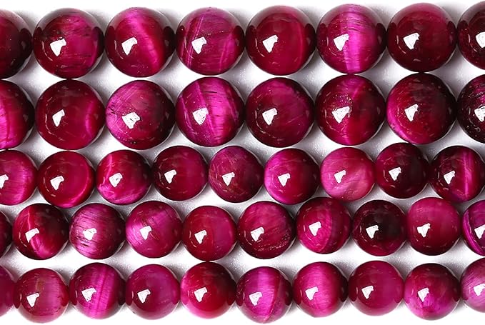 180PCS 4mm Rose Red Tiger Eye Gemstone Loose Beads Natural Round Loose Stone Beads for Jewelry Making DIY Bracelet Necklace Earrings 2 Strand 32"
