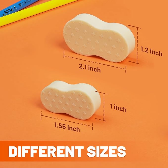 Yplus Eraser Line - Hipolymer Pencil Erasers for School Office, Cute White Rubber Eraser for Kids, Artist No Residues, 6 Pcs Multicolors
