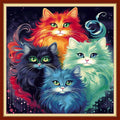 DMCVIVR Stamped Cross Stitch Kits for Adults Beginners Embroidery Kits 11CT Needlepoint Kits Cross Stitch Patterns Embroidery Patterns&Colorful Cat 18x18 inch