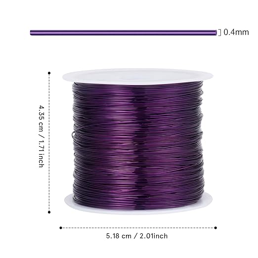 328FT Jewelry Wire 26 Gauge Tarnish-Resistant Copper Beading Wires Roll Bulk for DIY Crafts Jewelry Making, Purple Wire
