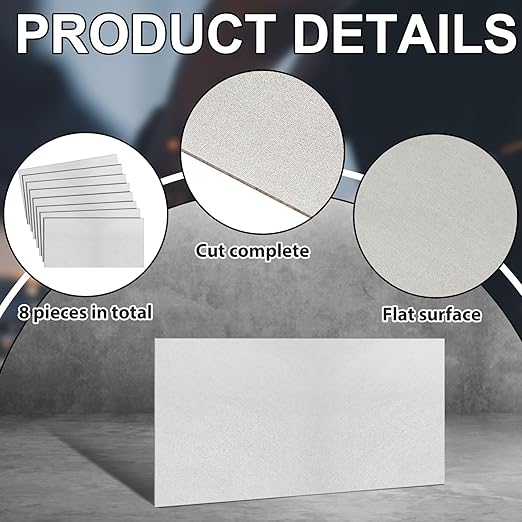 Zonon 8 Pcs 20 Gauge Steel Sheet Metal Cold Roll Steel Sheet 12" x 6" x 0.032" Weldable Metal Roll Steels Plate for DIY Craft Projects Home Auto, Easy to Shape, Weld, Cut and Form