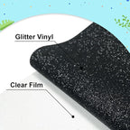 Black Glitter HTV Heat Transfer Vinyl 12" x6FT Glitter Vinyl for T Shirts Easy to Cut and Weed Compatible with All Cutter Machines HTV Vinyl Iron on for Cricut (Black, 12Inches*6Ft)